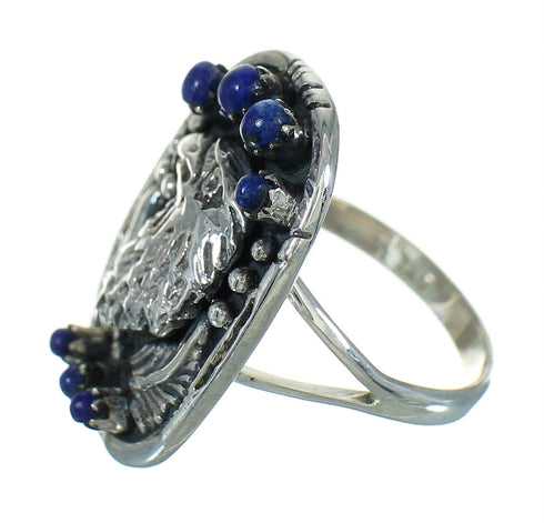 Southwestern Authentic Sterling Silver Lapis Eagle Ring Size 6-1/2 YX81589